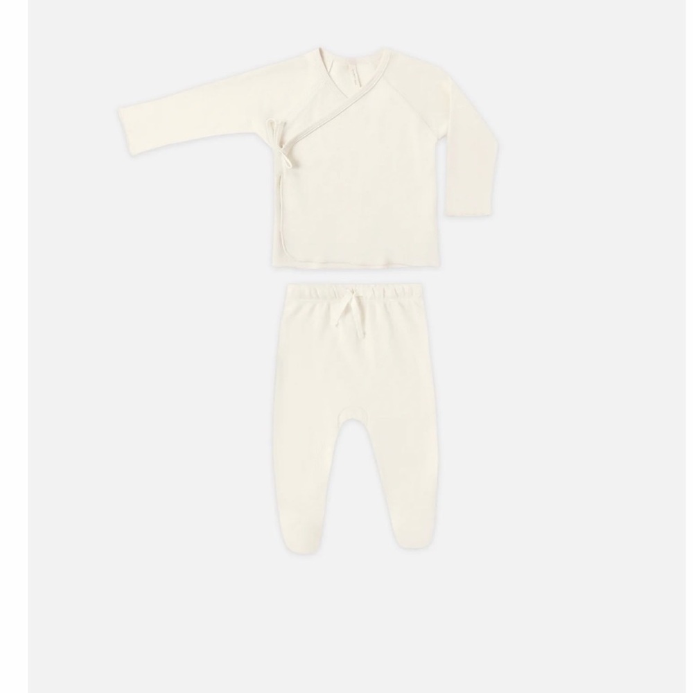 Quincy Mae Cream Kids Matching Set, 0-3 Months